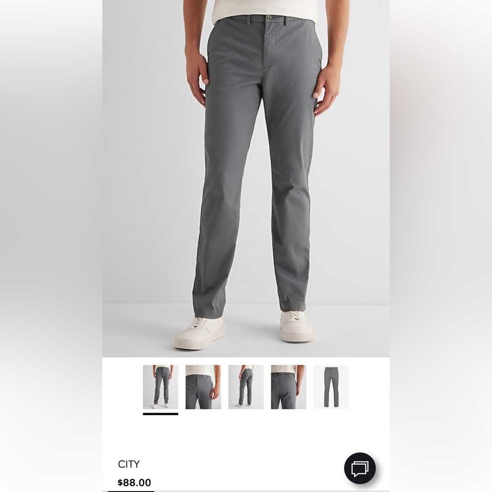 NWT - Express Slim Hyper Stretch Chino - City Grey